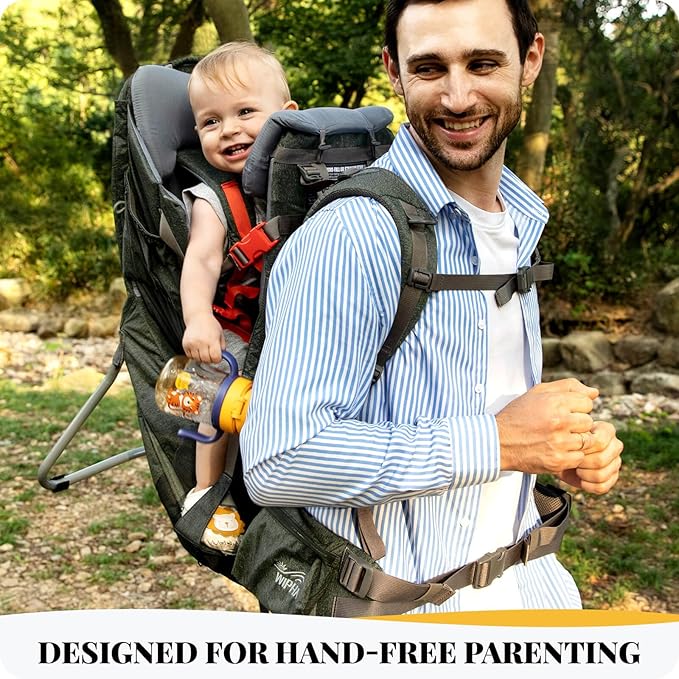 WIPHA Baby Backpack Carrier, Upgraded Carrying System Toddler Hiking Backpacks Carrier, Ergonomic Pro Baby Carrier Backpack with Safety Seat