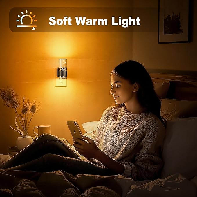JandCase Night Light, Automatic Night Lights Plug into Wall, Dimmable LED Night Light with Adjustable Brightness, Night Lights Plug in with Auto Light Sensor, Amber for Bathroom Hallway Decor