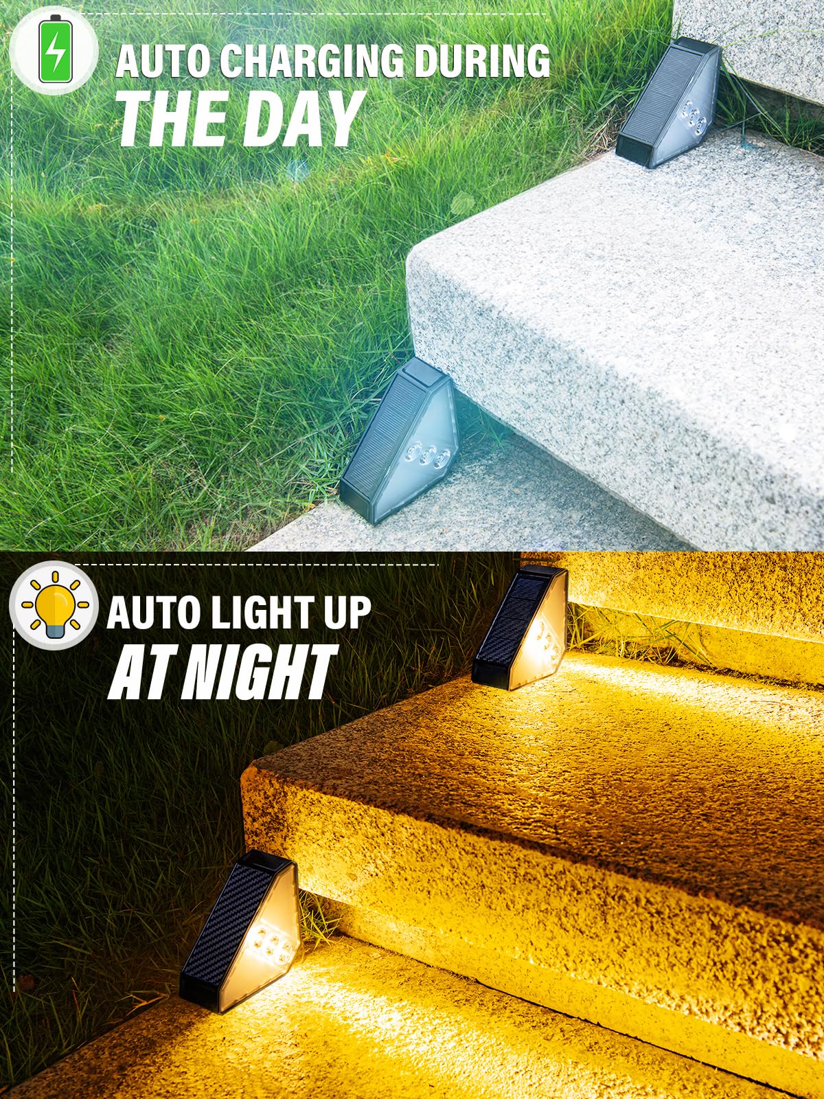 Roshwey Solar Step Lights Outdoor Waterproof  8 Pack Triangle Solar Stair Lights For Outside  Led Deck Light Outdoor Decor Lighting For Patio Porch Backyard  Warm White