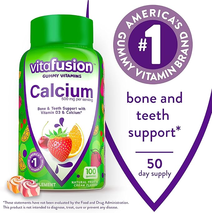 Vitafusion Chewable Calcium Gummy Vitamins for Bone and Teeth Support & Power C Vitamin C Gummies for Immune Support