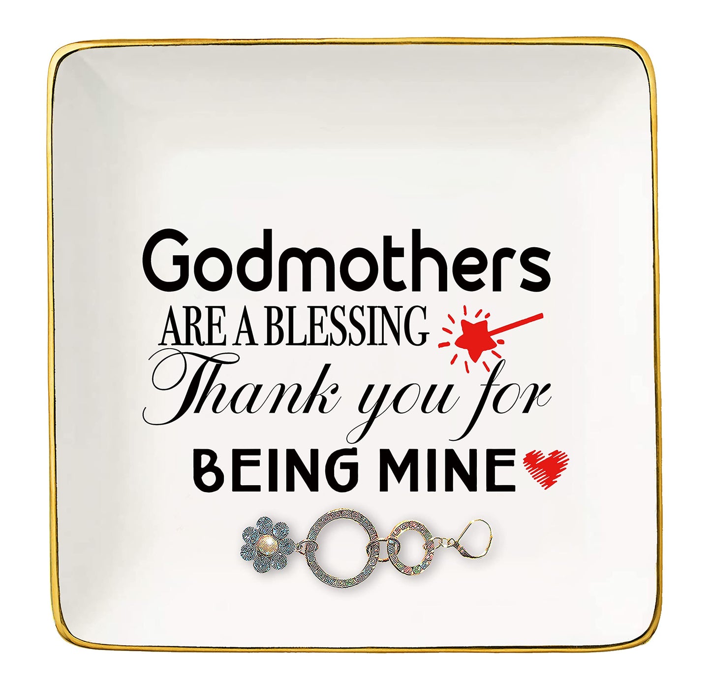Mother's Day Gift for Godmother from Godchild-Godmom Gifts-Baby Keepsake Shower-Baptism Birthday Christmas Presents-Jewelry Tray