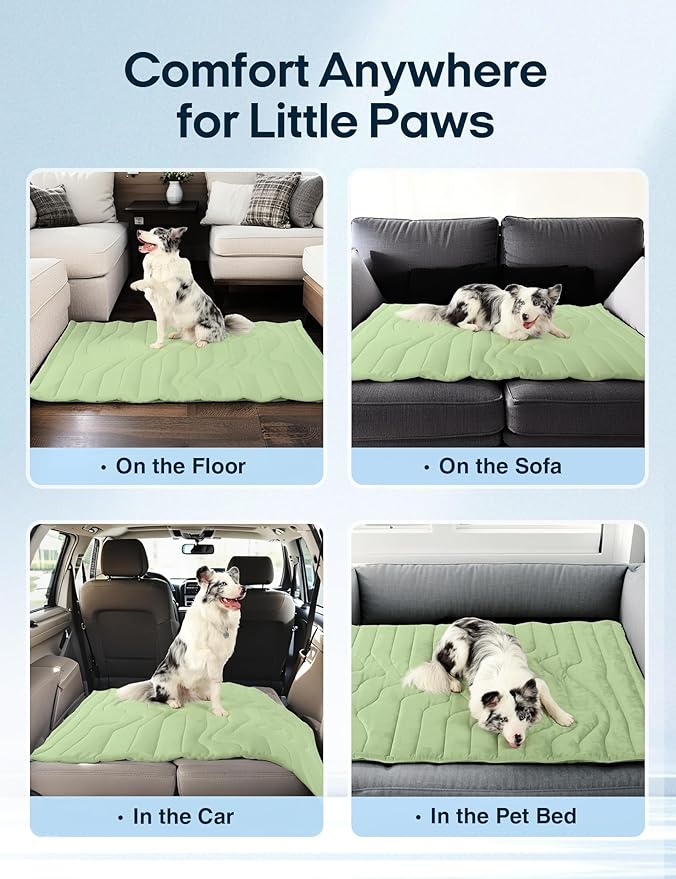 ZonLi Dog Cooling Mat, 36" x 23" Medium, Reversible Cooling Pad for Dogs & Cats (Cool & Warm), Durable & Machine Washable, Pet Mat for Crate, Kennel, Bed, Sofa, Sage Green