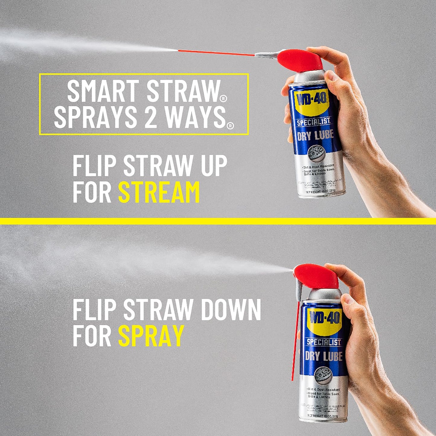 WD-40 Specialist Dry Lube with Smart Straw, Lubricant for Corrosion Protection on Table Saws, Drills and Lathes, Industrial Strength Friction-Reducing Formula, 10 Oz., Twin Pack