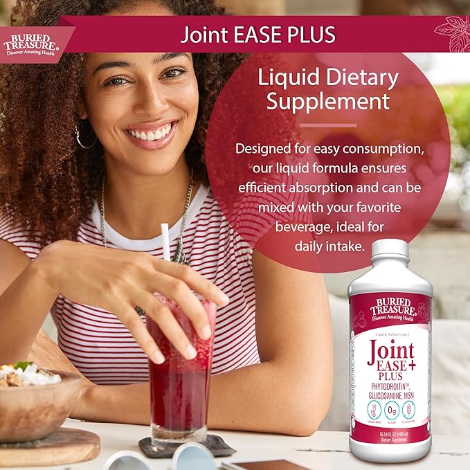 Buried Treasure Joint Ease Plus - 16 fl oz, Glucosamine Chondroitin with MSM and Turmeric, Joint Support Supplement