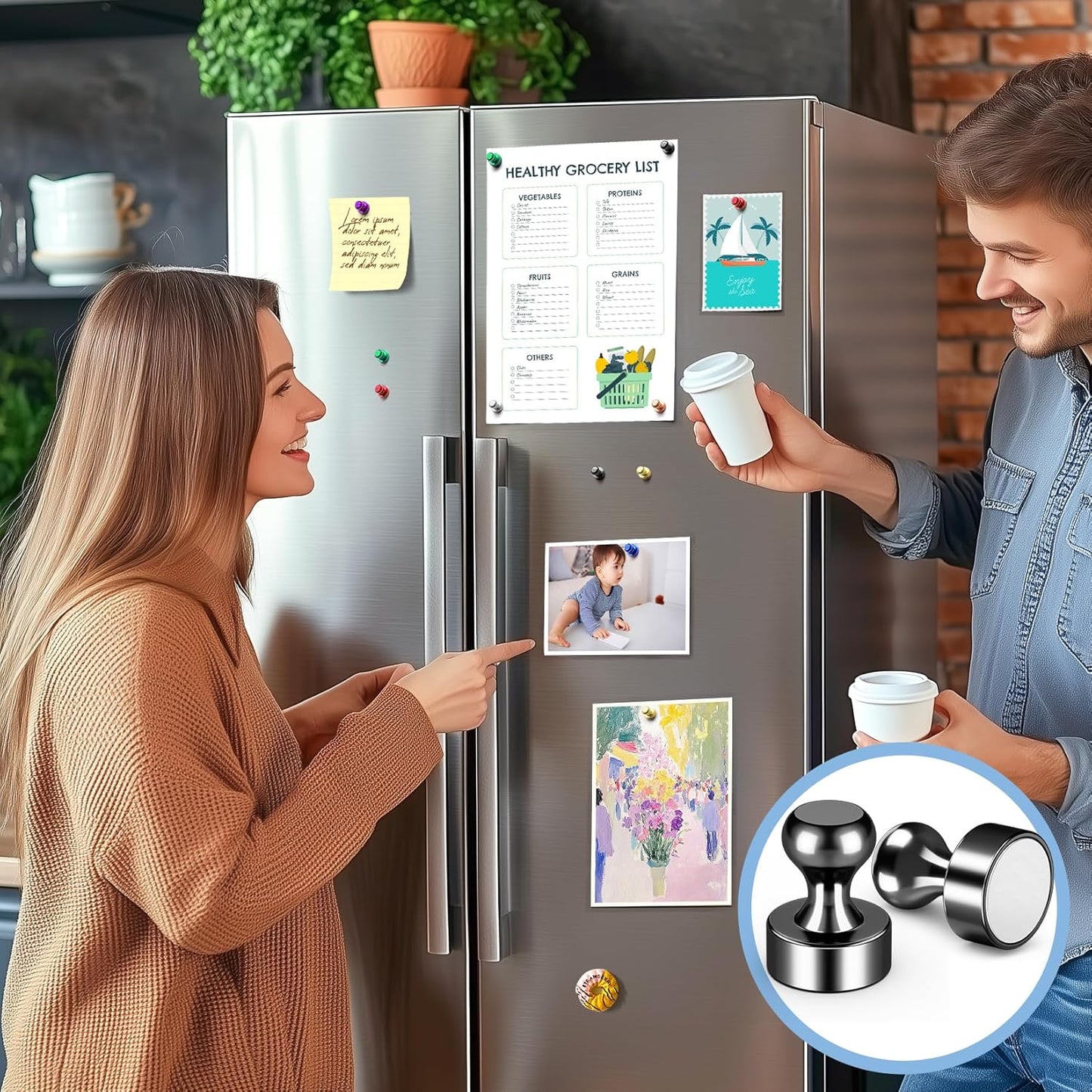 FINDMAG 45 Pack Refrigerator Magnets, Small Magnets for Hanging, Fridge Magnet for Whiteboard, Mini Magnets, Strong Magnet for DIY, Home, Cabin (Black)
