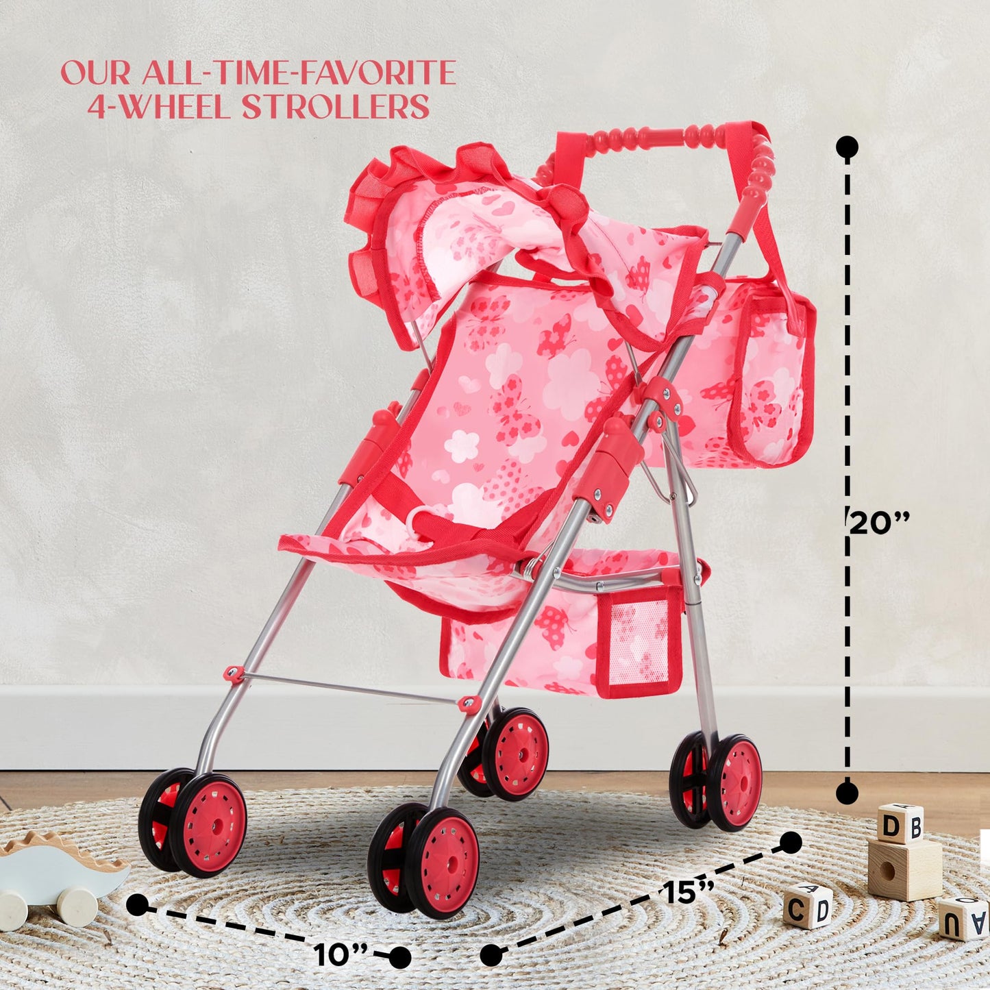 Dolls To Play Baby Doll Stroller Bed and Seat Nursery Playset, Accessories Furniture Set High Chair Diaper Bag Role Play Deluxe Set