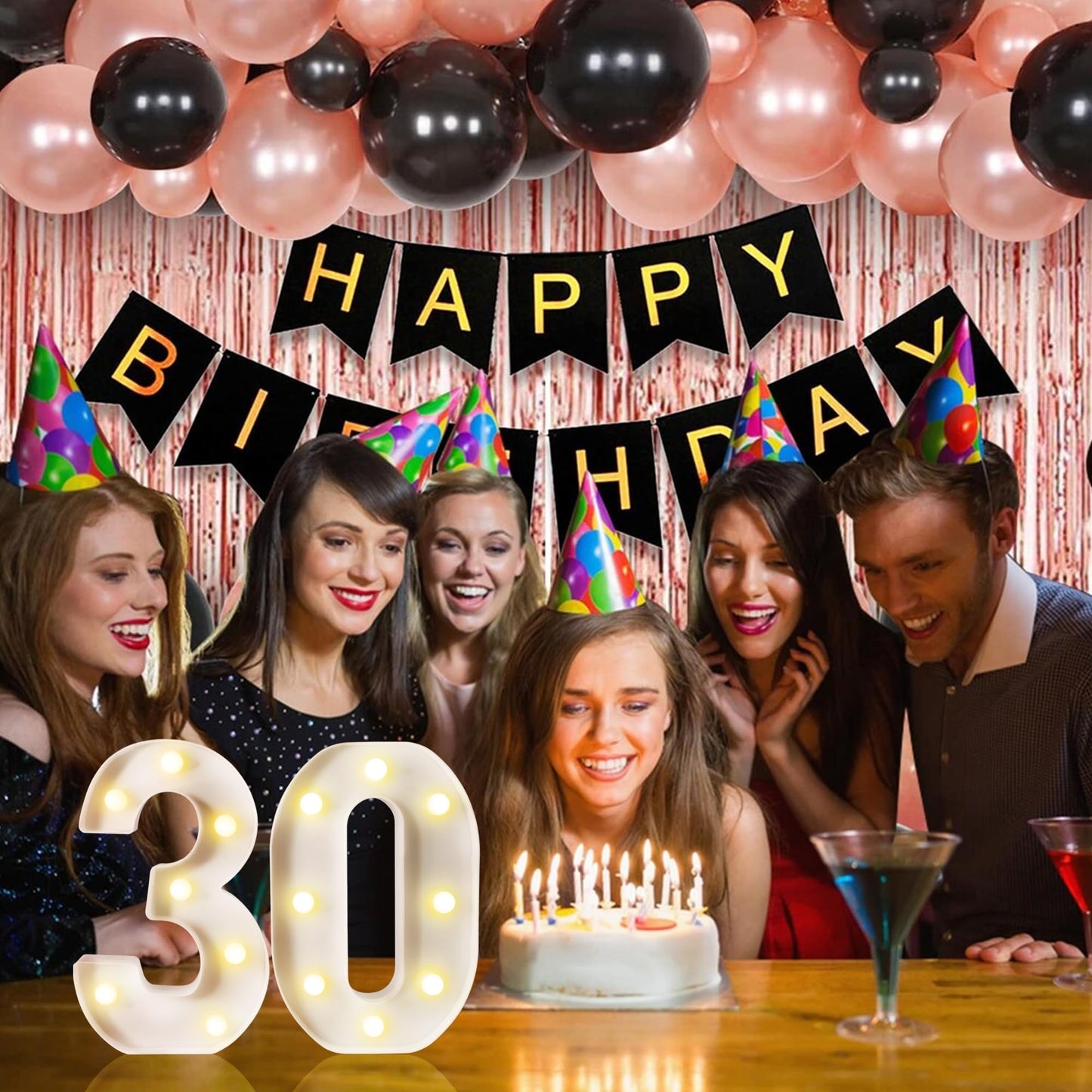 8.7In 30Th Birthday Decorations Gifts For Women Men  Light Up Number Decorative Sign For 30Th Birthday Wedding Work Anniversary Backdrop Table Wall Decor(Warm White)