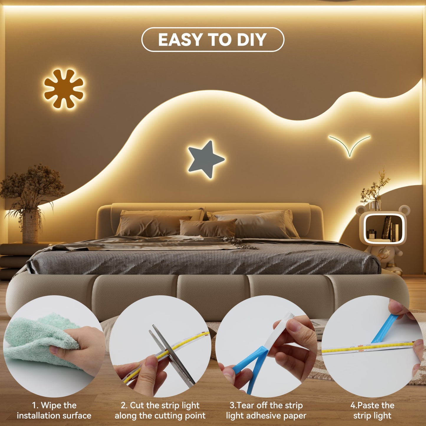 Miwise Cob Led Strip 32.8Ft/10M Cri 90+ Warm White 2700K High Lumen Super Bright Flexible Dc24V Led Tape Light For Cabinet Home Office Diy Lighting Projects(Adapter&Controller Not Included)