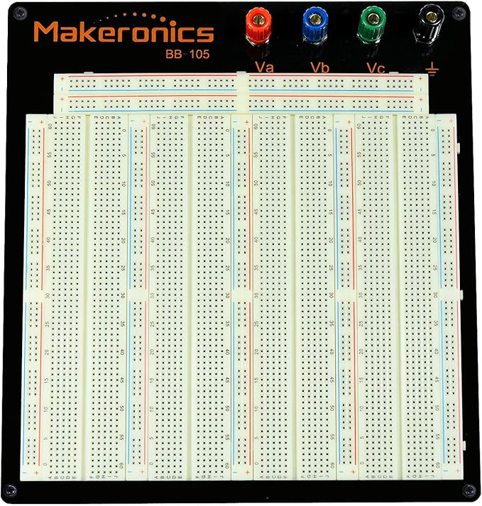Makeronics Solderless 3220 Tie-Points Experiment Plug-in Breadboard Super Kit with Aluminum Back Plate and 140 U-Shape Jumper Wires + 65 Jumper Wires for Prototyping Circuit/Arduino