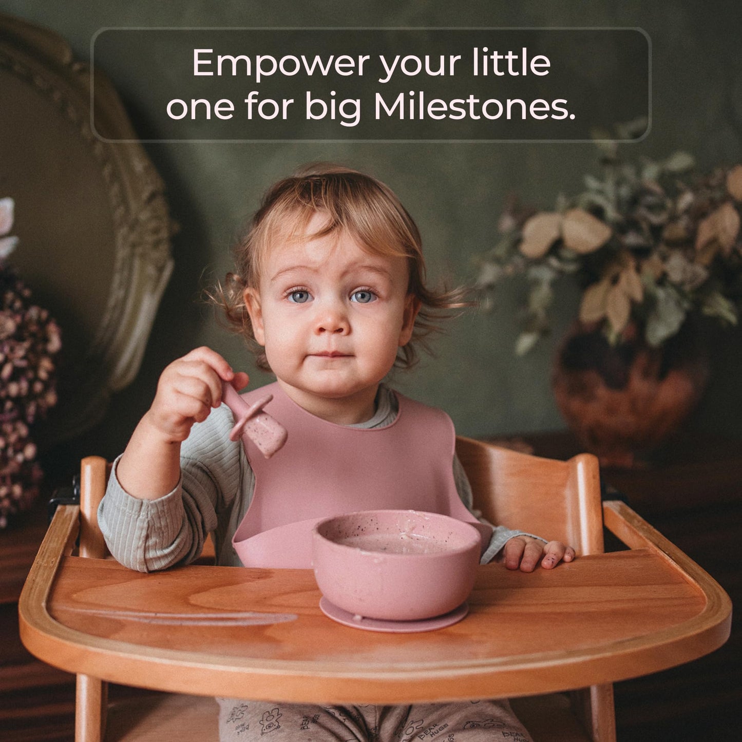 BPA-Free Silicone Baby Feeding Set – Baby Utensils 6–12 Months, Suction Plate & Bowl, Cup, Bib & Training Spoons | Food Grade Silicone, Dishwasher Safe Baby Eating Set