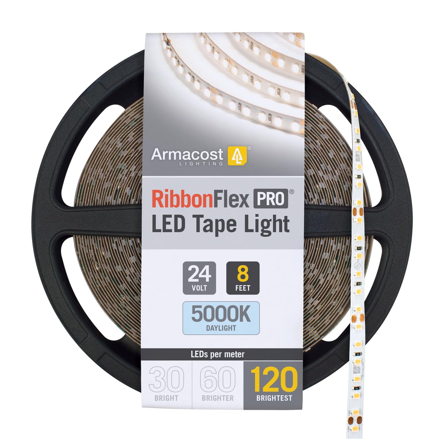 Armacost Lighting Ribbonflex Pro 24V White Led Strip Lights 120 Led/M  5000K  8.2 Ft 166210
