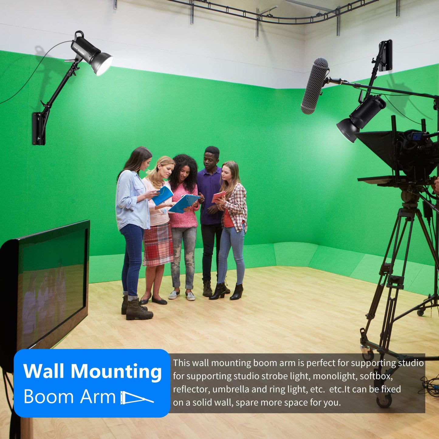 Neewer Wall Mounting Boom Arm With Triangle Base For Photography Studio Video Strobe Light Monolight Softbox Umbrella Reflector,