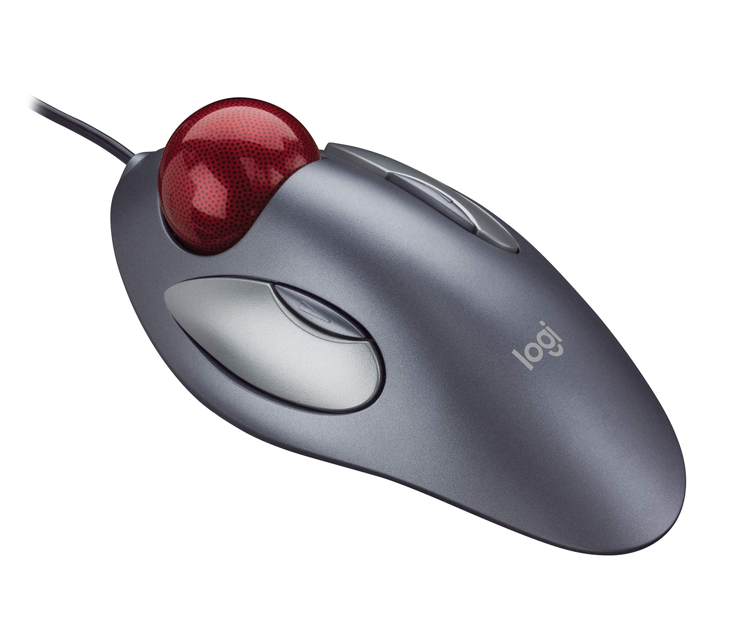 Logitech Trackman Marble Trackball Mouse - Wired USB, 4 Programmable Buttons, Dark Gray, Ergonomic Design, 3 3/8"x6 1/2"x1 3