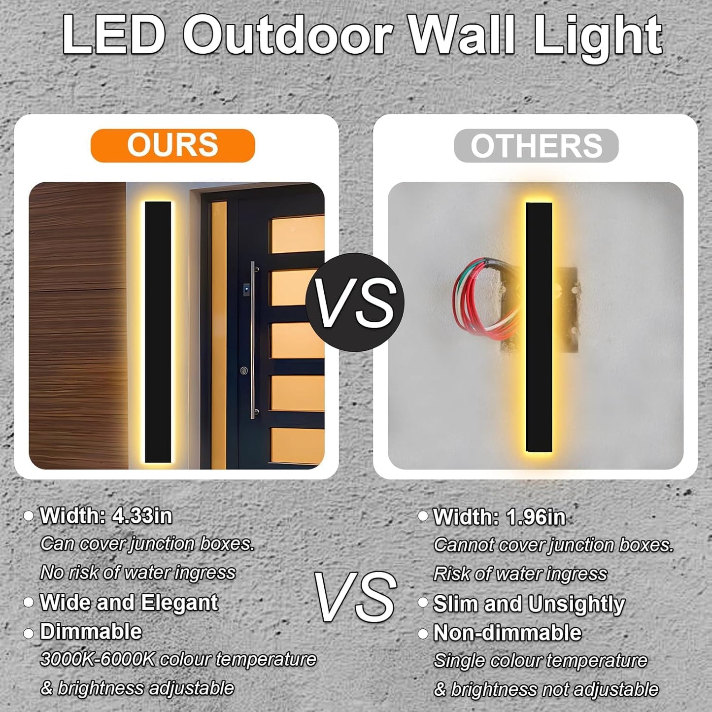 Picico 39In Modern Outdoor Lights 4.33 Inch Wide Ip65 Waterproof Long Exterior Light Fixtures Wall Mount Dimmable Linear Outdoor Led Wall Sconce Outside Lighting For Garage Front Door