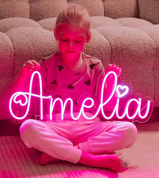 CIONAOR Custom Neon Signs, Neon Name Sign Customizable for Wedding Backdrop or Kid Gifts, Personalized LED Name Birthday S...