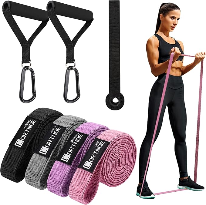 CORTNOE Resistance Bands with Handles,Pull Up Bands Fabric Long Resistance Bands Set of 10 Long Workout Bands with Door An...