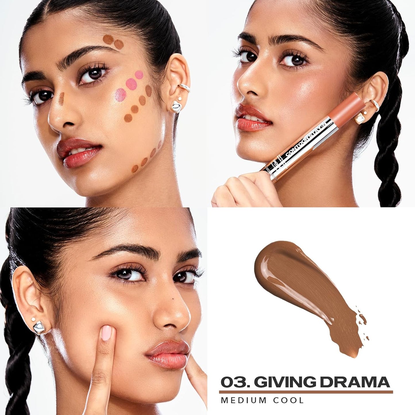 Sacheu Liquid Contour STAY-N Long Wear Cream Contour Makeup — Long Lasting, Blendable, & Lightweight Formula — Vegan & Cruelty-free, Giving Drama