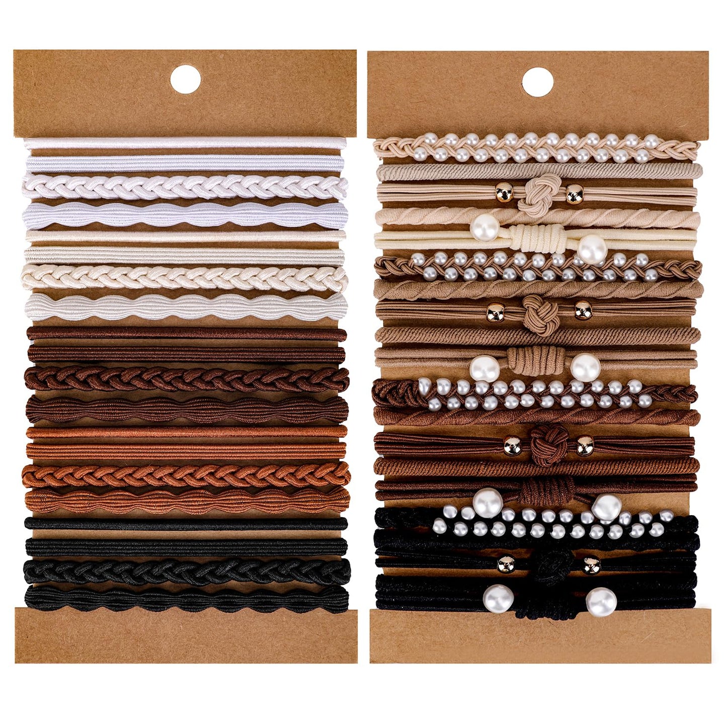 Hairties for women,40PCS Boho hair ties for thick or thin hair, black elastic bands, bracelets ponytail holders fo Mother's Day,