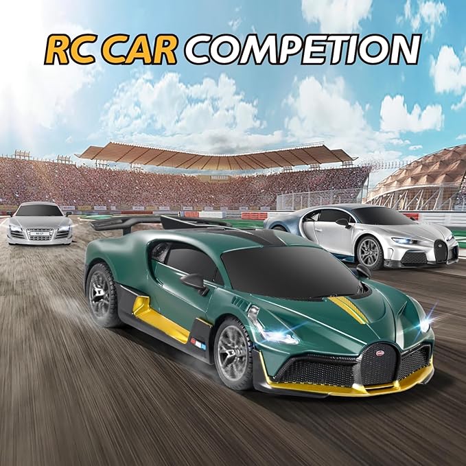 MIEBELY Remote Control Car - 1/24 Scale Fast Rc Race Car, Bugatti Divo 3.7V 500 mAh Toys with Headlight, Racing Hobby Model Birthday Ideal Gifts for Adults Kids Boys Age 6 7 8 9 Year Old