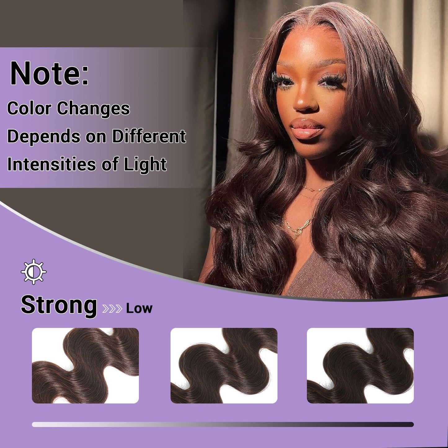 DSEKCAIN 4# Chocolate Brown Color Body Wave 2x6 HD Lace Closure Human Hair Transparent Lace Closure 2x6 Long Middle Part 100% Ra