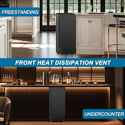 Commercial Ice Maker Machine 120 LBS/24H, 40 Ice Trays 60 LBS Cold Preservation Bin for 4-6 H, Freestanding Undercounter Ice Maker Stainless Steel, Ice Machine for Restaurant Bar Kitchen Cafe, Black
