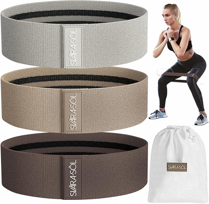 Svära Söl Fabric Resistance Bands Set of 3 for Legs, Glutes, Arms, Booty Bands for Women and Men, Resistance Bands for Wor...