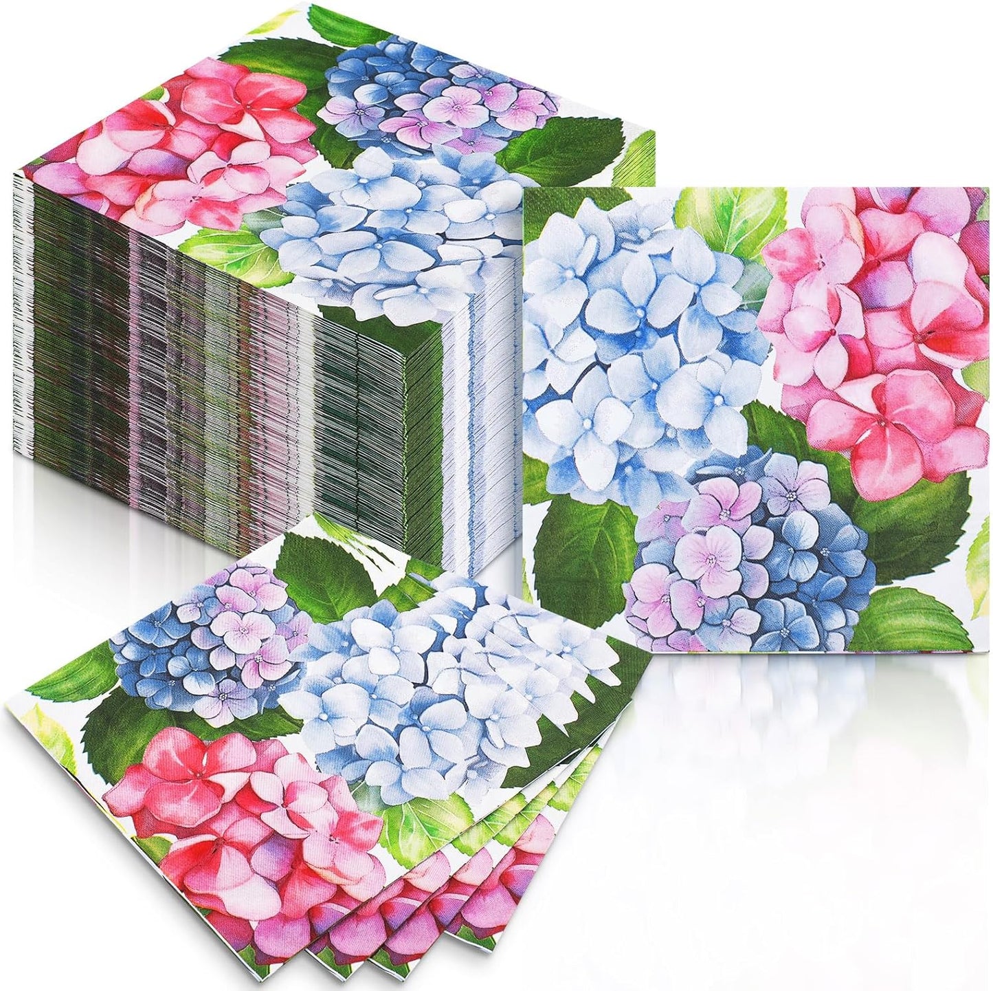 60 Pcs Hydrangea Cocktail Paper Napkins 6.5 x 6.5 Inches Disposable Paper Napkins Dessert Beverage Napkin for Decoupage Luncheon Napkin for Party Wedding Birthday Party