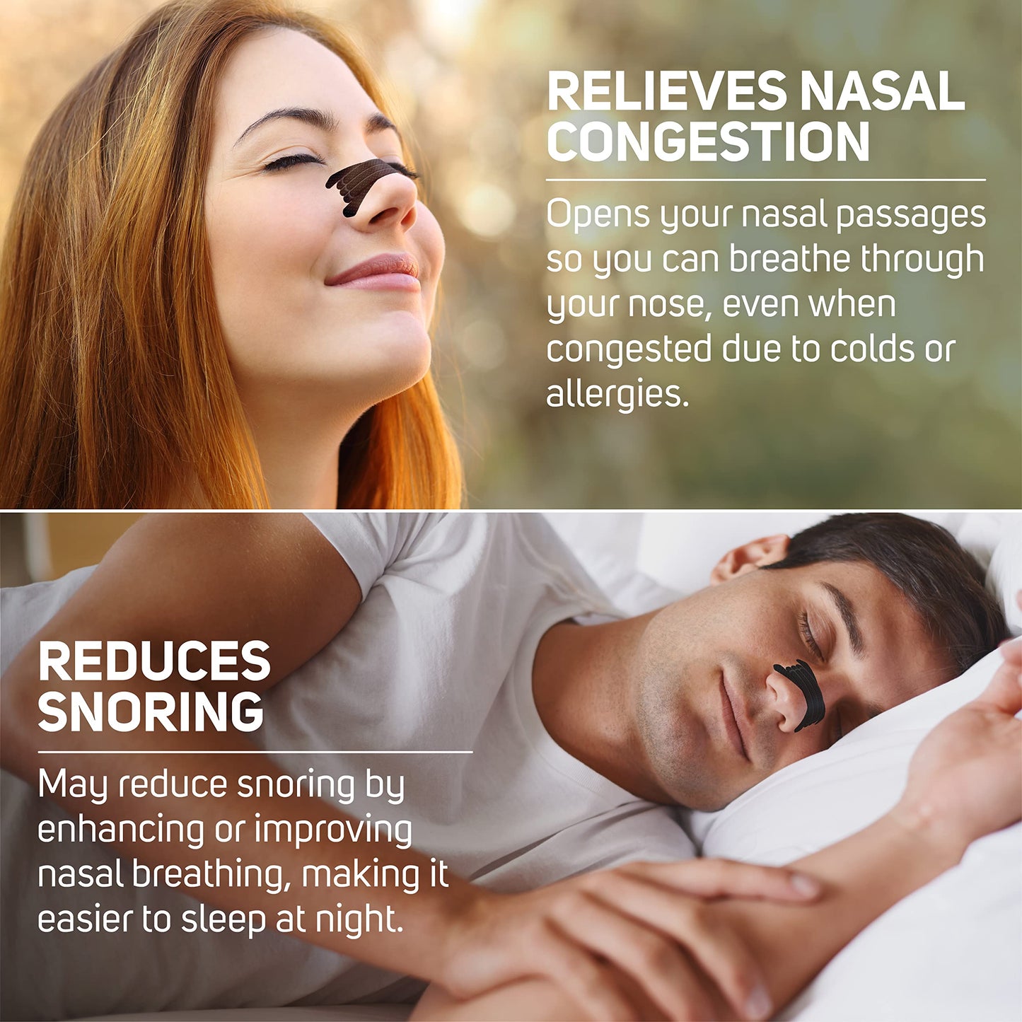 Clear Passage Extra Strength Nasal Strips 50 Ct, Nasal Dilators for Men & Women, Anti Snoring, Instant Congestion Relief for Cold & Allergy, Improves Sleep, Better Performance, for Day & Night, Black
