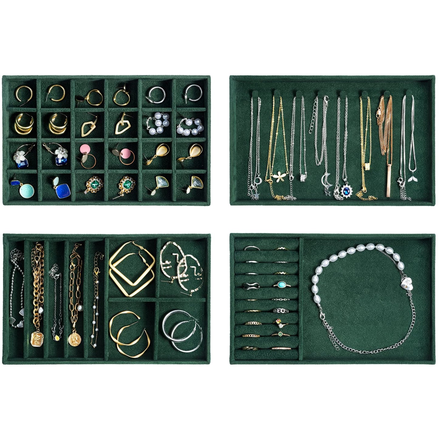 ProCase Stackable Jewelry Organizer Trays for Drawers, Jewelry Drawer Inserts Container Display Case Storage for Earring Necklac