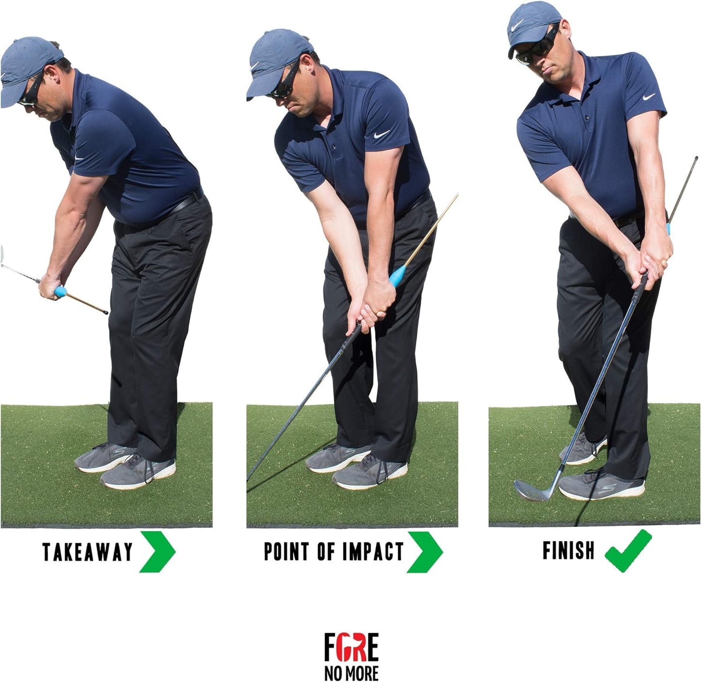 ForeNoMore Lag Shot Golf Training Aid | Lag Stick Golf Swing Trainer Provides Instant Feedback On Chip Shot Faults | Rotation and Golf Wrist Hinge Trainer Fits Mens, Womens, Kids/Junior Clubs