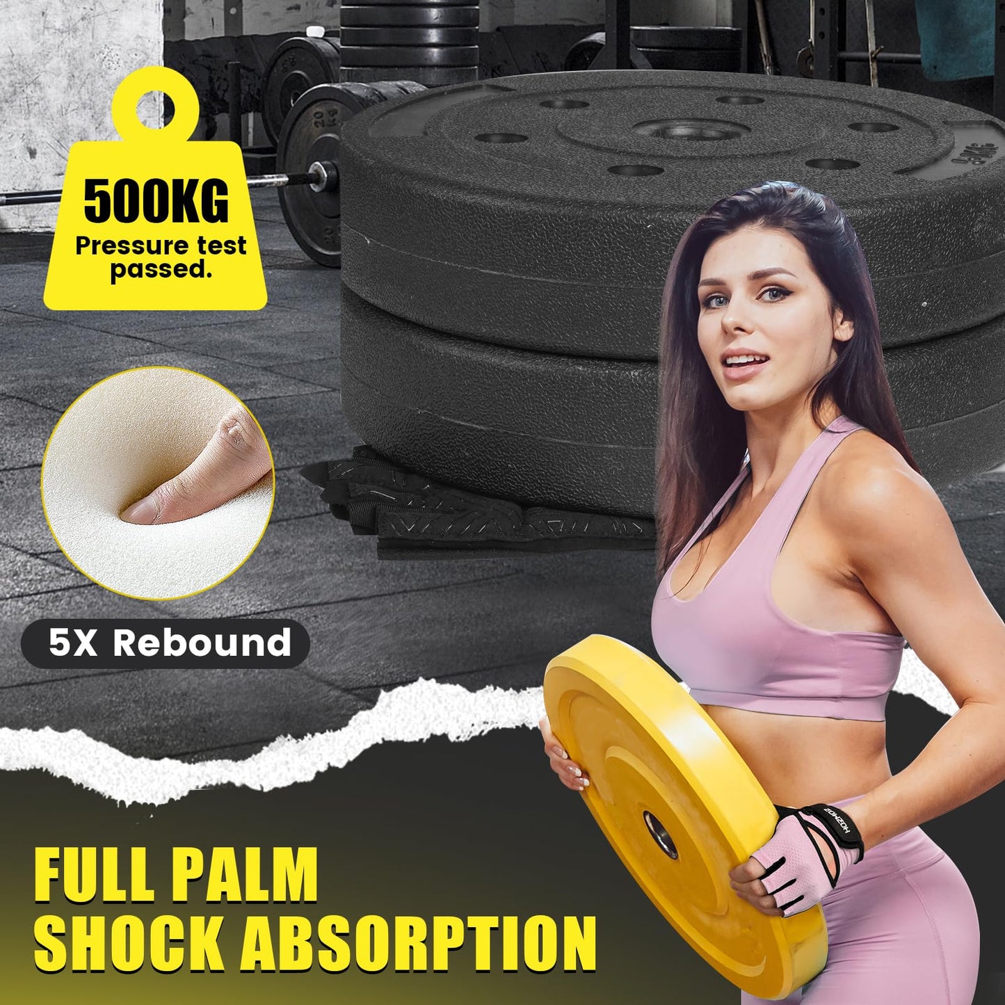 HOZMOZ Ventilated Weight Lifting Gloves, Thick Padded Workout Gym Gloves with Full Palm Protection & Grip & Shock Absorption for Women & Men's Fitness Exercise Training