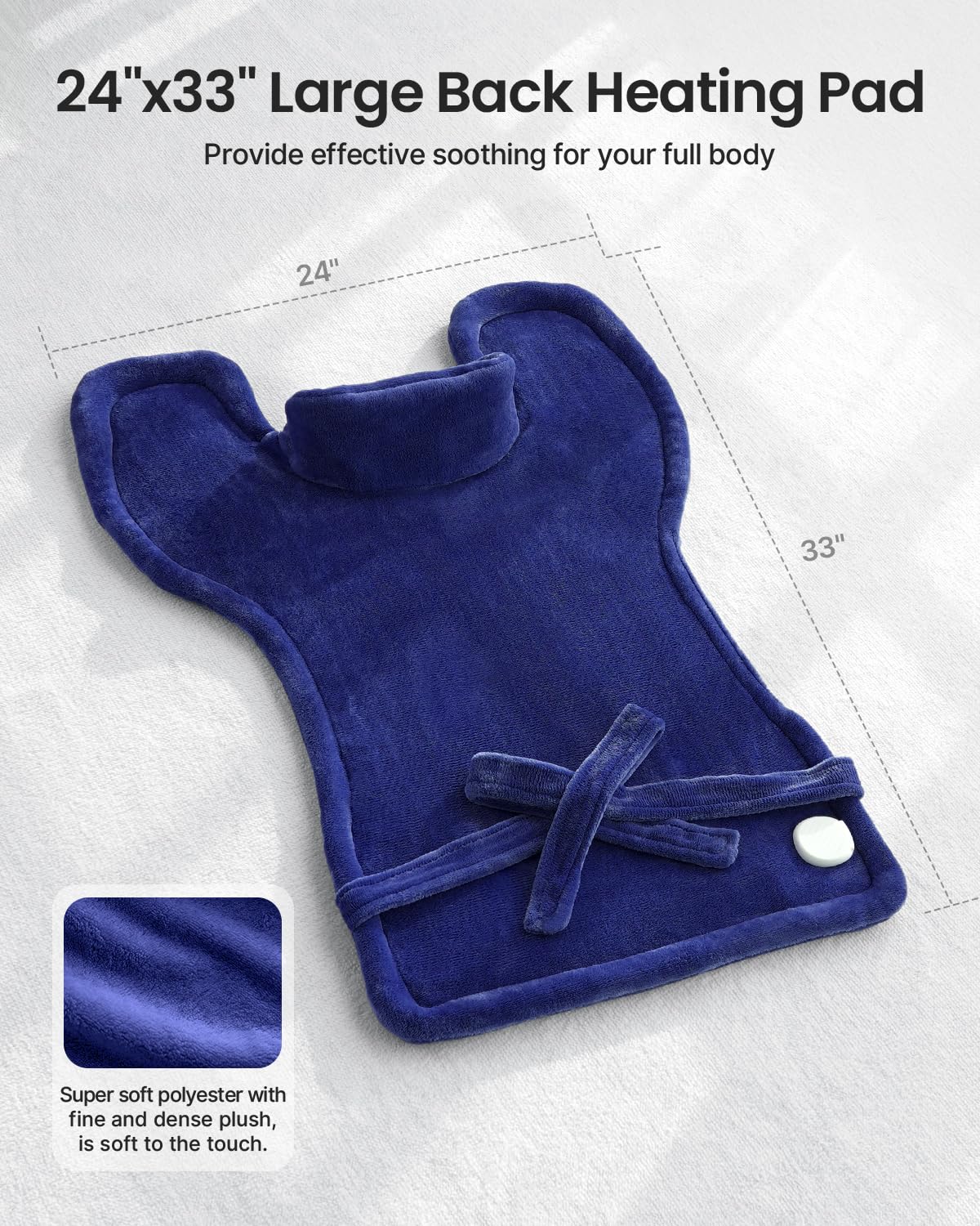 RENPHO Back Heating Pad for Back Pain Relief, Valentines Day & Birthday Gifts for Her Him Women Men Mom Dad, FSA Approved, Neck and Shoulder Heat Pad, Auto Shut Off, ETL Certified, 24"x33", Dark Blue