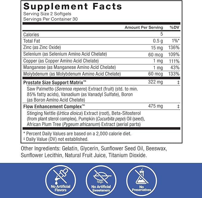 Force Factor Prostate Saw Palmetto and Beta Sitosterol Supplement for Men, Prostate Health/Size Support, Urinary Relief, Bladder Control, Reduce Nighttime Urination, 60 Softgels