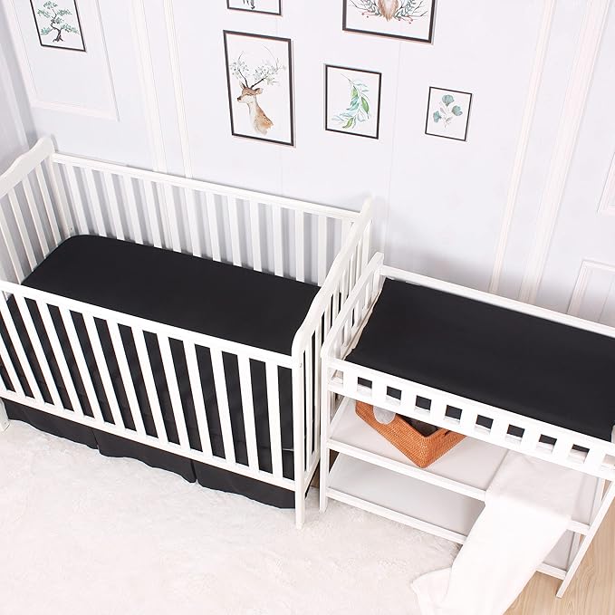 CaSaJa Diaper Changing Pad Cover for Baby Boys Set of 3, Snug Fit 4-Sided Contoured Changing Table Pad 16x31 16x32, Fitted Change Pad Sheet Navy Gray Black, 100% Silky Soft Breathable Microfiber