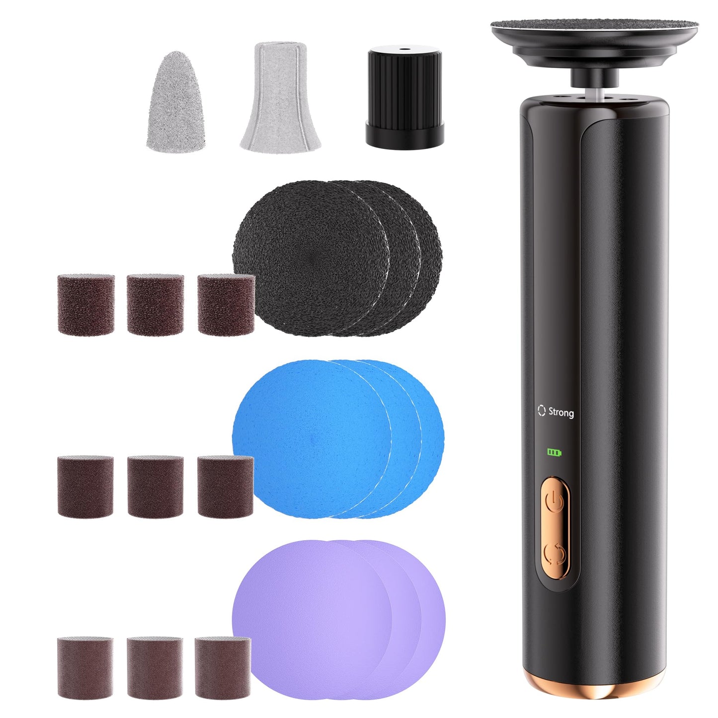 KIUCID 2 in 1 Electric Foot Callus Remover with USB Rechargeable, 3 Speeds & Sandpaper Discs for Cracked Heels Feet Care at Home