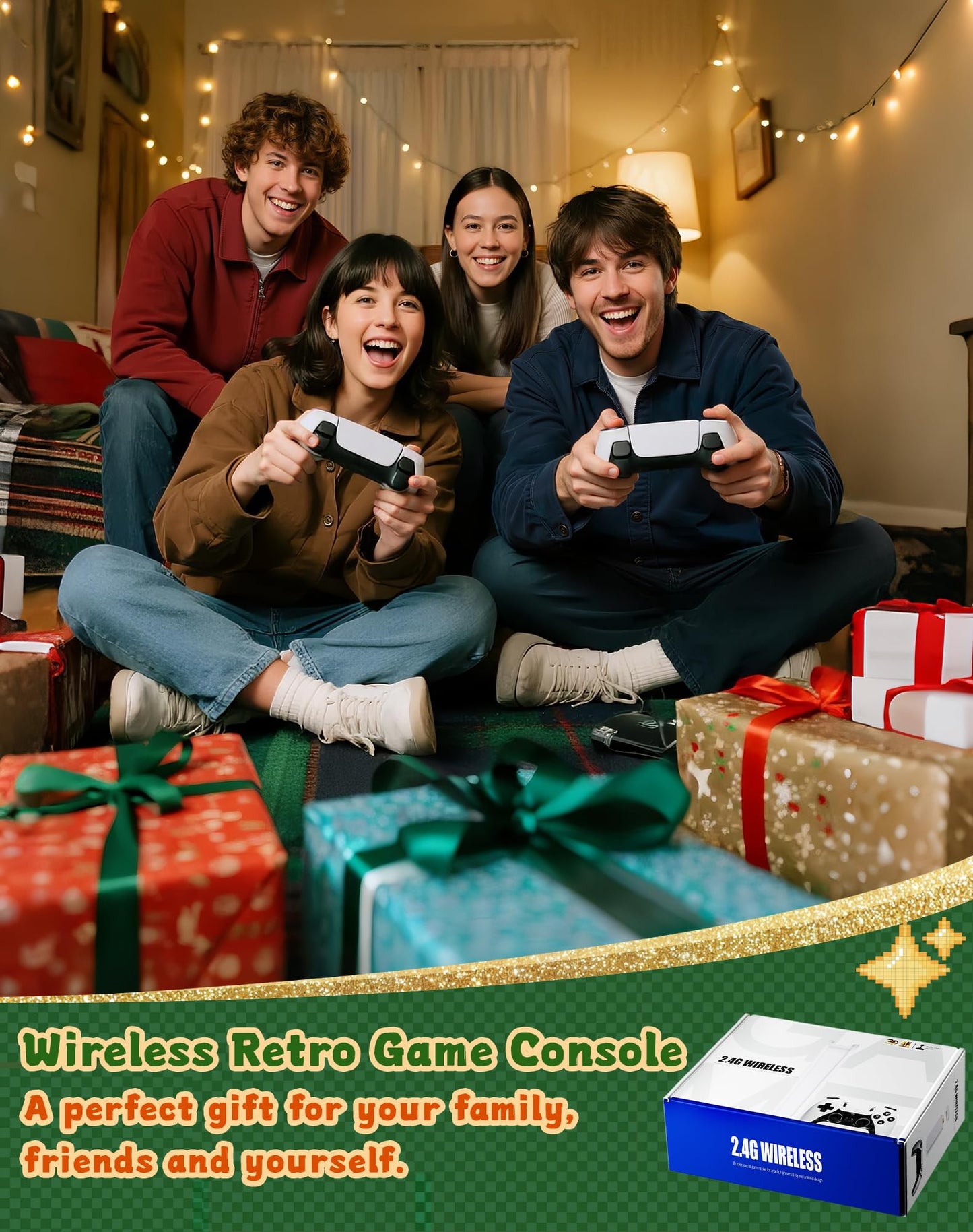 2025 New Upgrade Retro Gaming Console Pro, Vide Game Consoles with 4K HDMI, Built-in 20000+ Games & 23 Emulators, Plug and Play Video Gaming Consoles with Upgrade Dual 2.4G Wireless Controllers (64G)