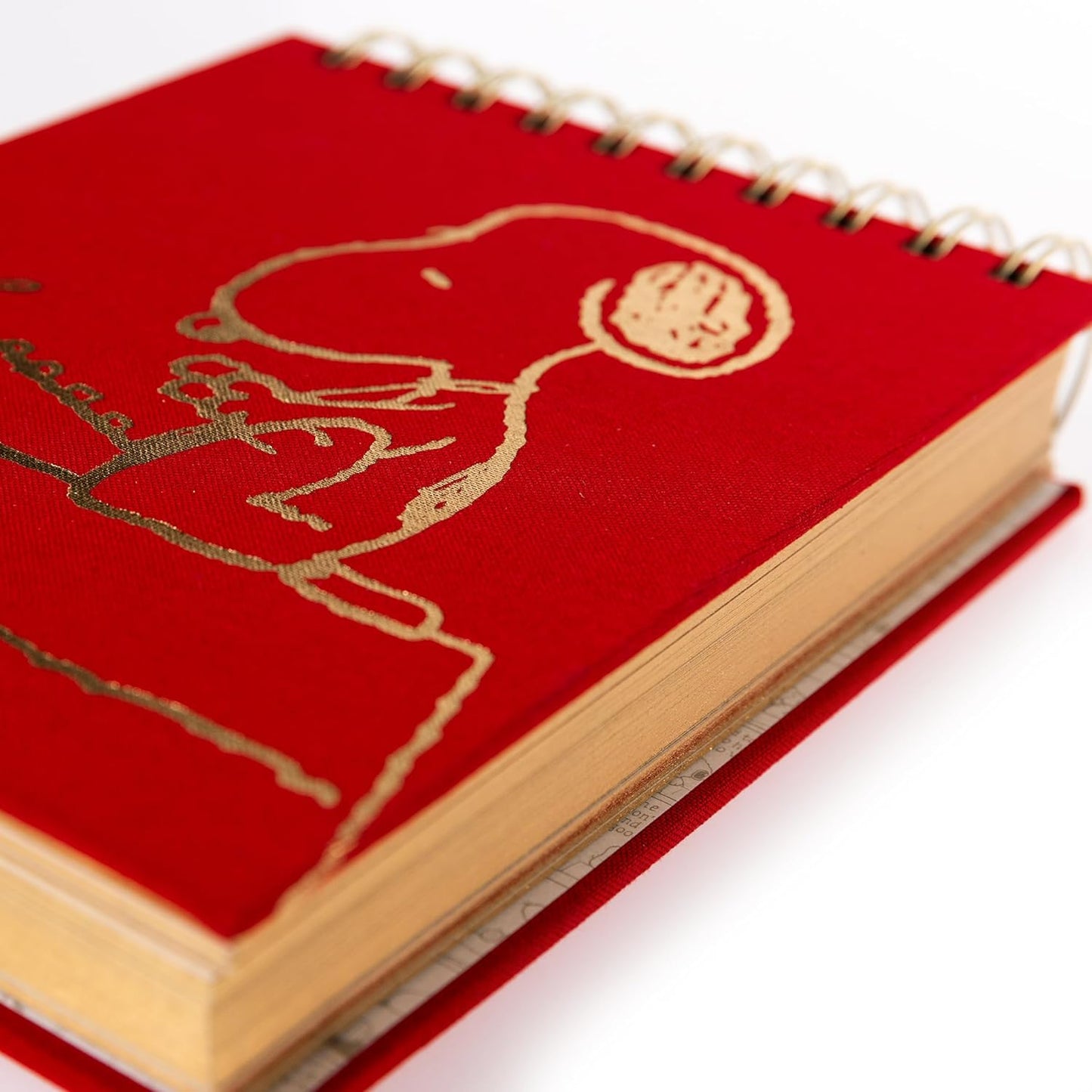 Peanuts Jotter by Graphique Luxe Collection, Fabric-Wrapped Hardcover Spiral Notebook, Gold Foil Embossing, 125 Pages