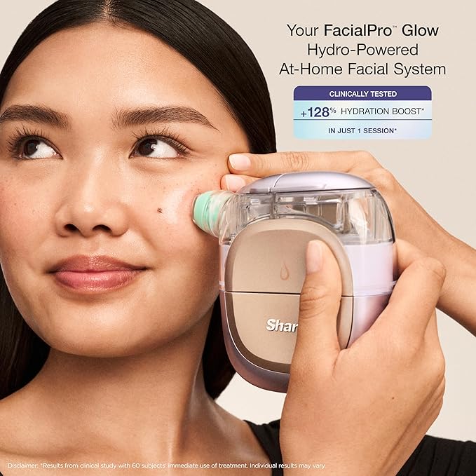 Shark FacialPro Glow at-Home Hydro-Powered Facial System with DePuffi Hot & Cold Therapy – Professional Spa Skincare Device for Pore Cleansing, Hydration, & Radiant Glow, Lilac, FH320PL