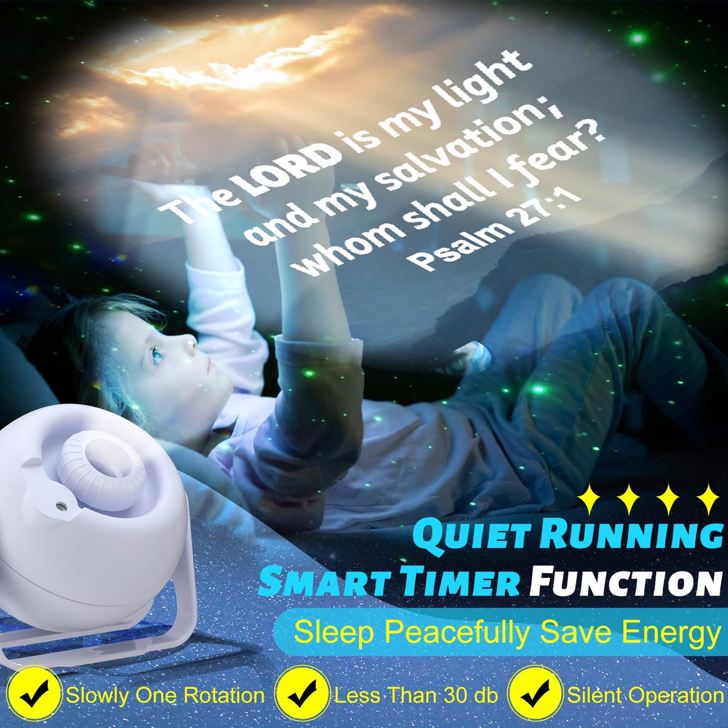 Aurelema Landscape Verses Projector Galaxy Projector Includes 12 Interchangeable Christian Discs Night Light Set Project Religious On Walls Or Ceilings For Gift