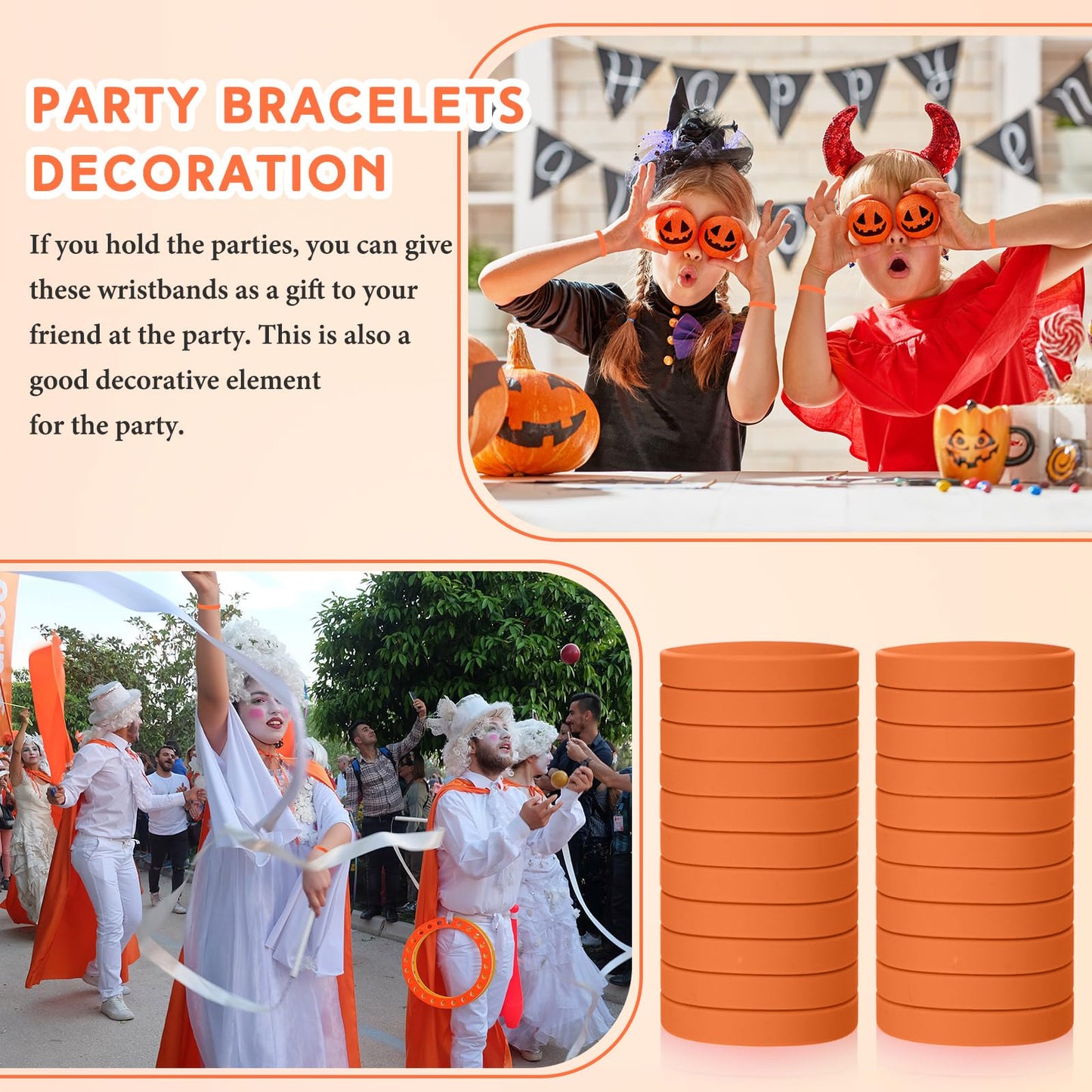 Liliful 100 Pcs Silicone Rubber Wristbands Rubber Wristband Bracelet Bands for Silicone Wristbands for Women Men(Orange)
