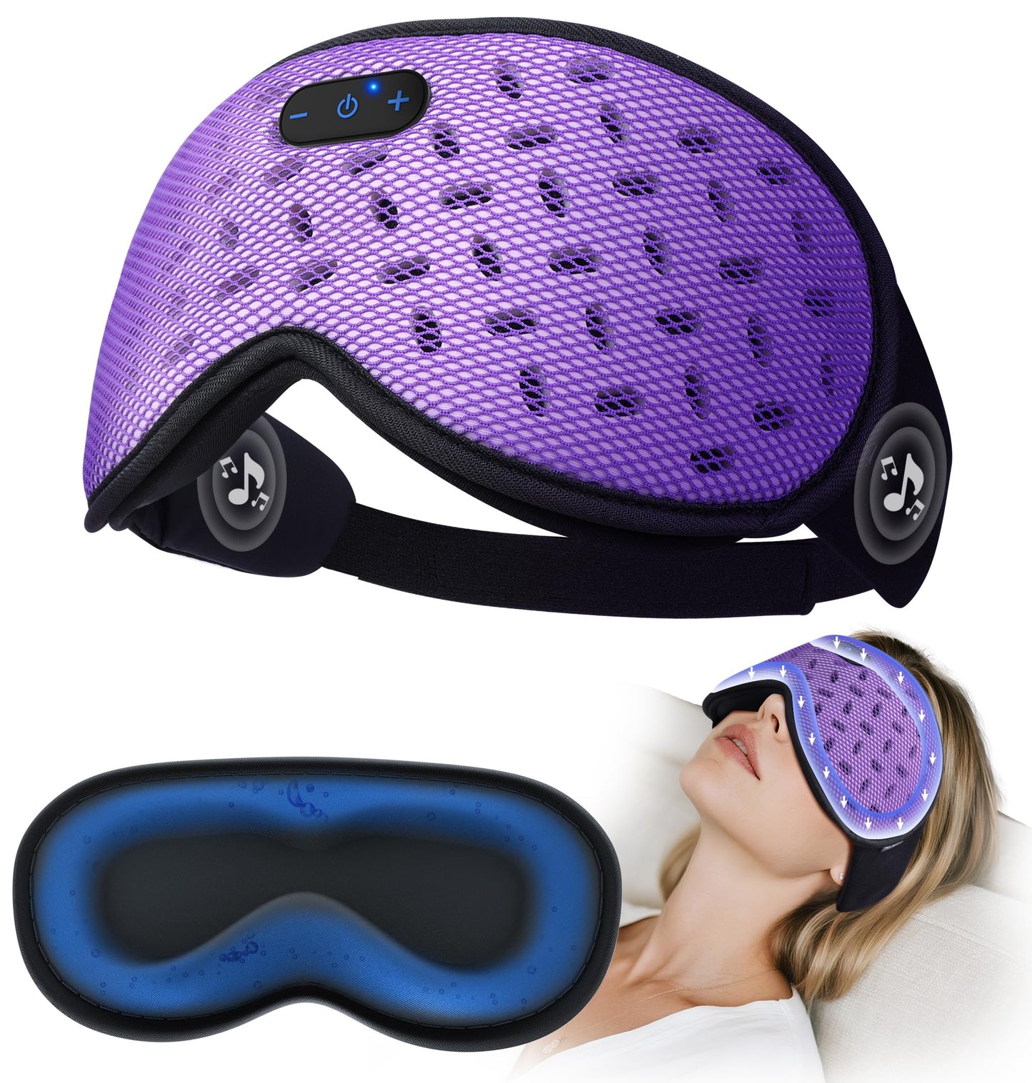 Sleep Mask Headphones Bluetooth 5.4 with 3D Removable Hot & Cold Compress, TOPOINT Weighted Eye Mask Blackout Soft, Cooling Breathable for Women Men Deep Sleep Relax Tired Eyes Migraine Office Travel