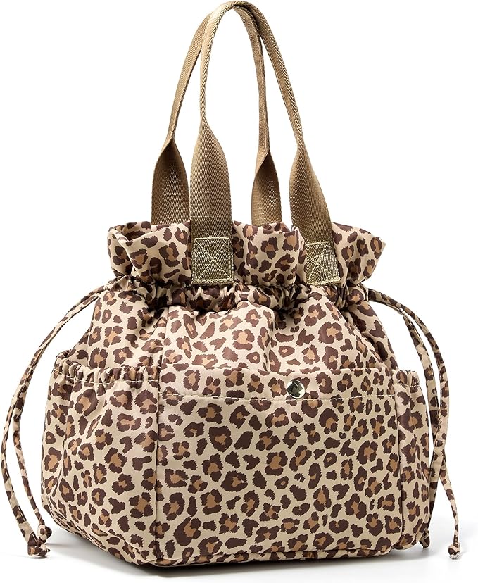 Yarnic Lunch Bag Women Insulated Lunch Bags,Cute Cheetah Reusable Lunch Box Stain-Resistant Lunchbox with Water Bottle Holder for Adult (Leopard)