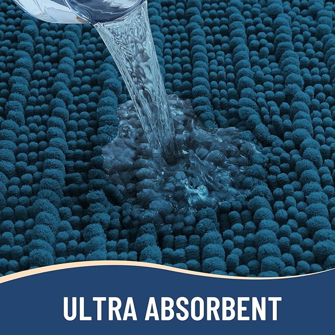 Arotive Luxury Round Chenille Bathroom Rug Mat, Extra Soft Thick Absorbent Shaggy Bath Rugs, Non-Slip Machine Wash Dry Plush Bath Mats for Bathroom, Shower and Tub, 24x24, Peacock Blue