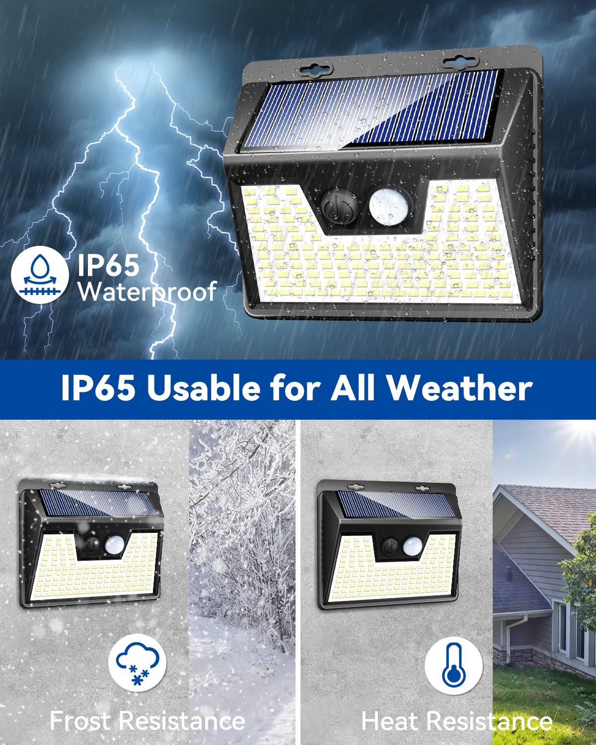 Peasur Solar Lights Outdoor 140 Led Motion Sensor Wall Light, 6 Pack, Waterproof Black Frame For Yard Deck Garden