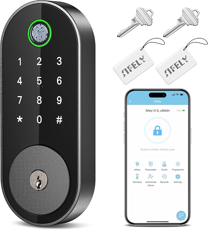 Fingerprint Smart Deadbolt with Keypad – Keyless Entry Lock for Home, Apartment, Office, Airbnb, Rental, Kids & Seniors, A...