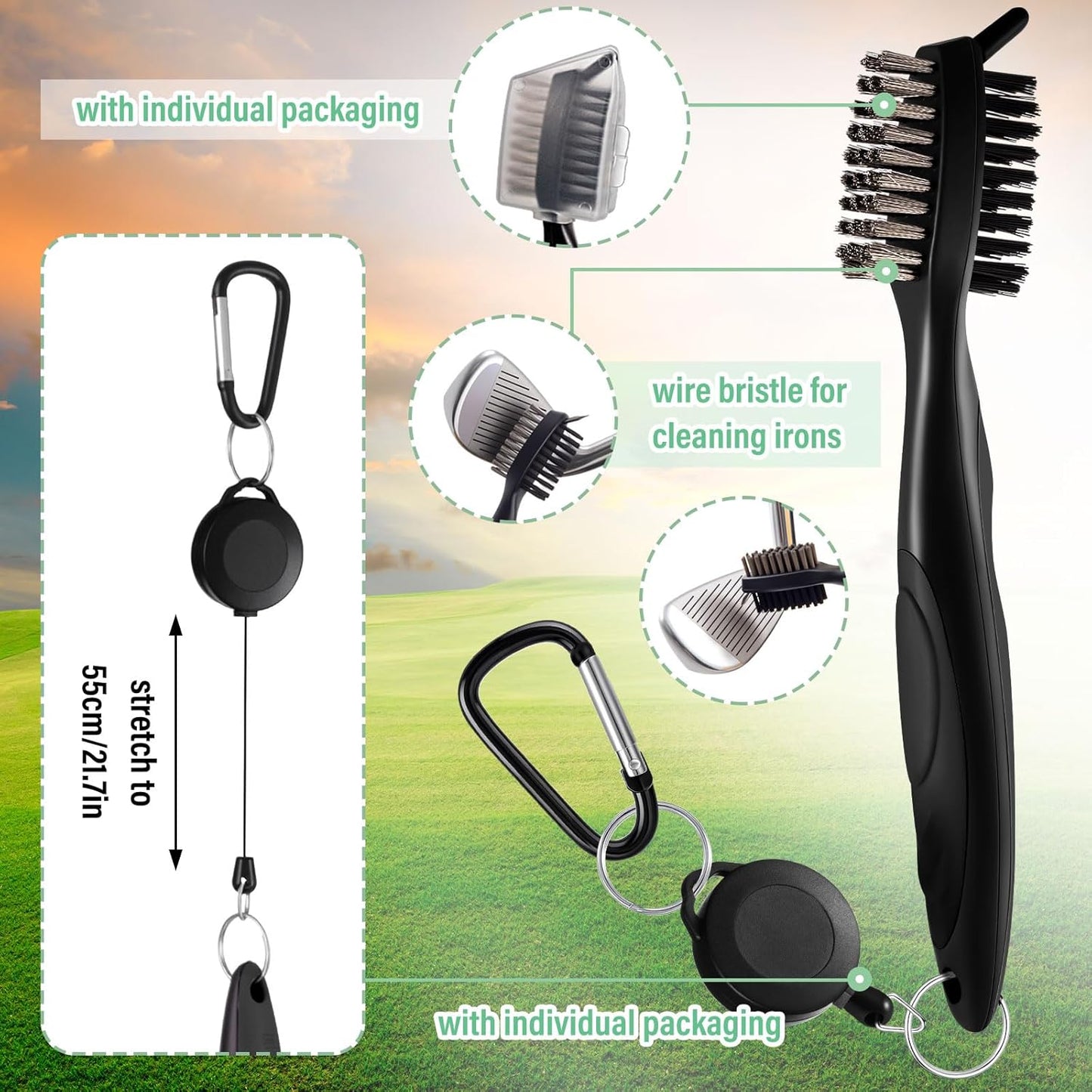 Liliful 12 Pcs Golf Accessories Kit, Include Golf Ball Bag with Hook Towel Tees Magnetic Ball Marker Divot Tool Cleaner Brush for Women Man Gifts