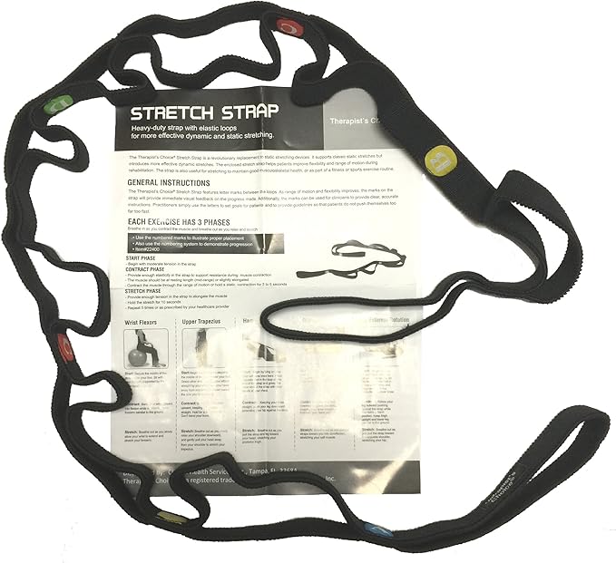 Therapist’s Choice® Stretch Strap with Loops to Increase Flexibility, Dynamic Stretching Tool for Athletes Including Dance...