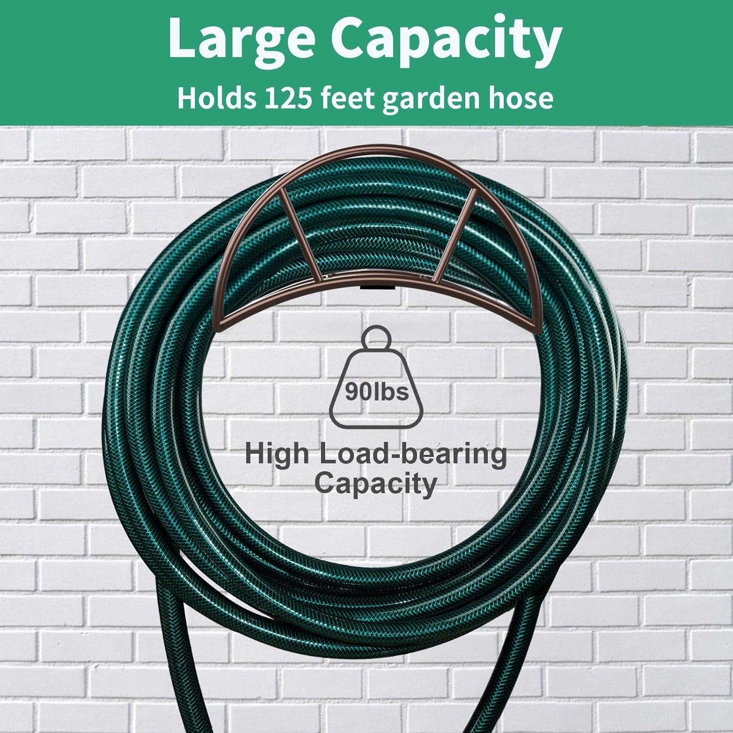 TomCare Garden Hose Holder Heavy Duty Water Hose Holder Wall Mount Hose Hanger Decorative Durable Garden Hose Storage Hose Reel Solid Metal Hose Stand Sturdy Hose Holders for Outside Yard, Bronze