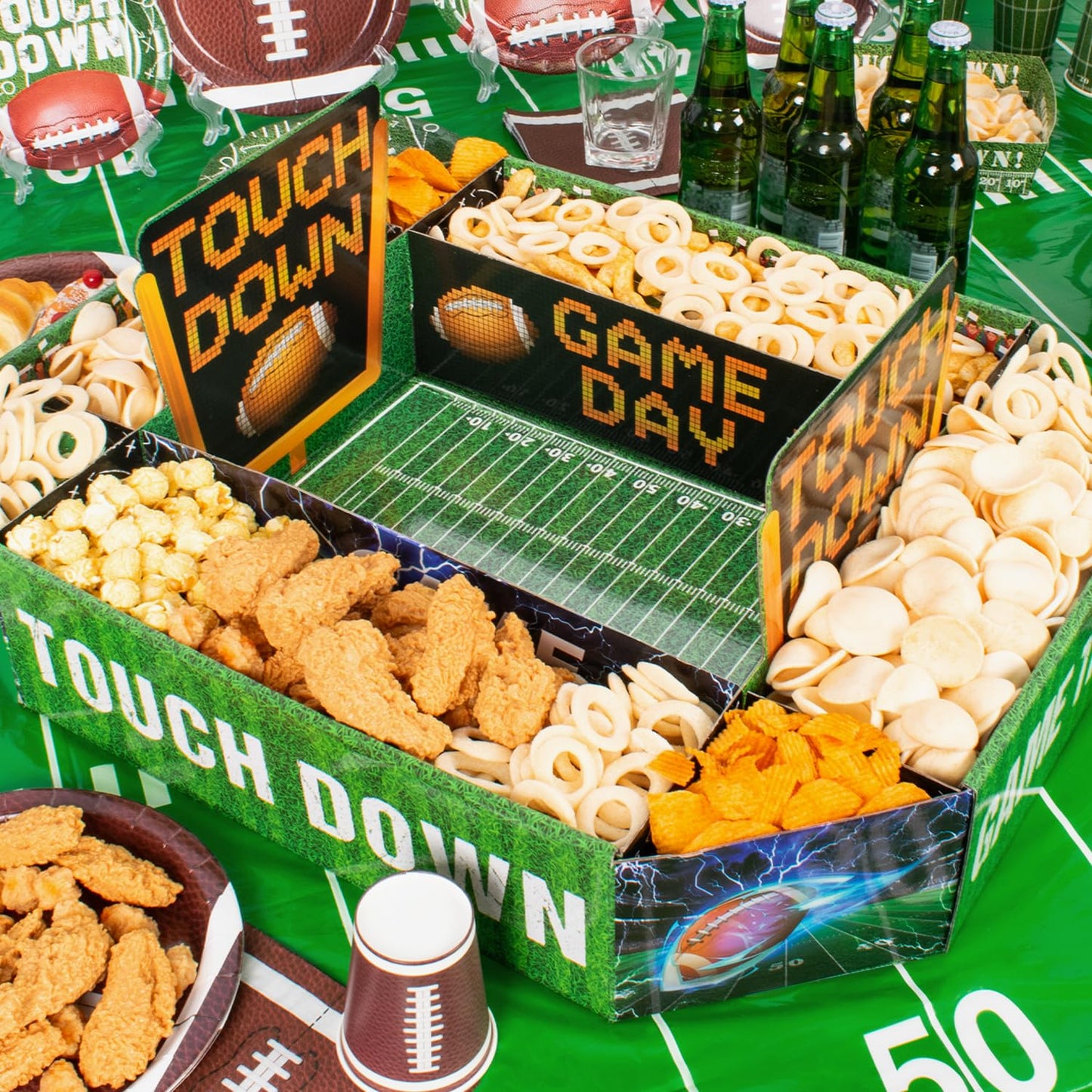 Football Party Supplies Food Tray – 25 x 20 Inch Large Snack Stadium, Serving Tray for Super Bowl Party - Football Party Decorations with Food Display for Game Day