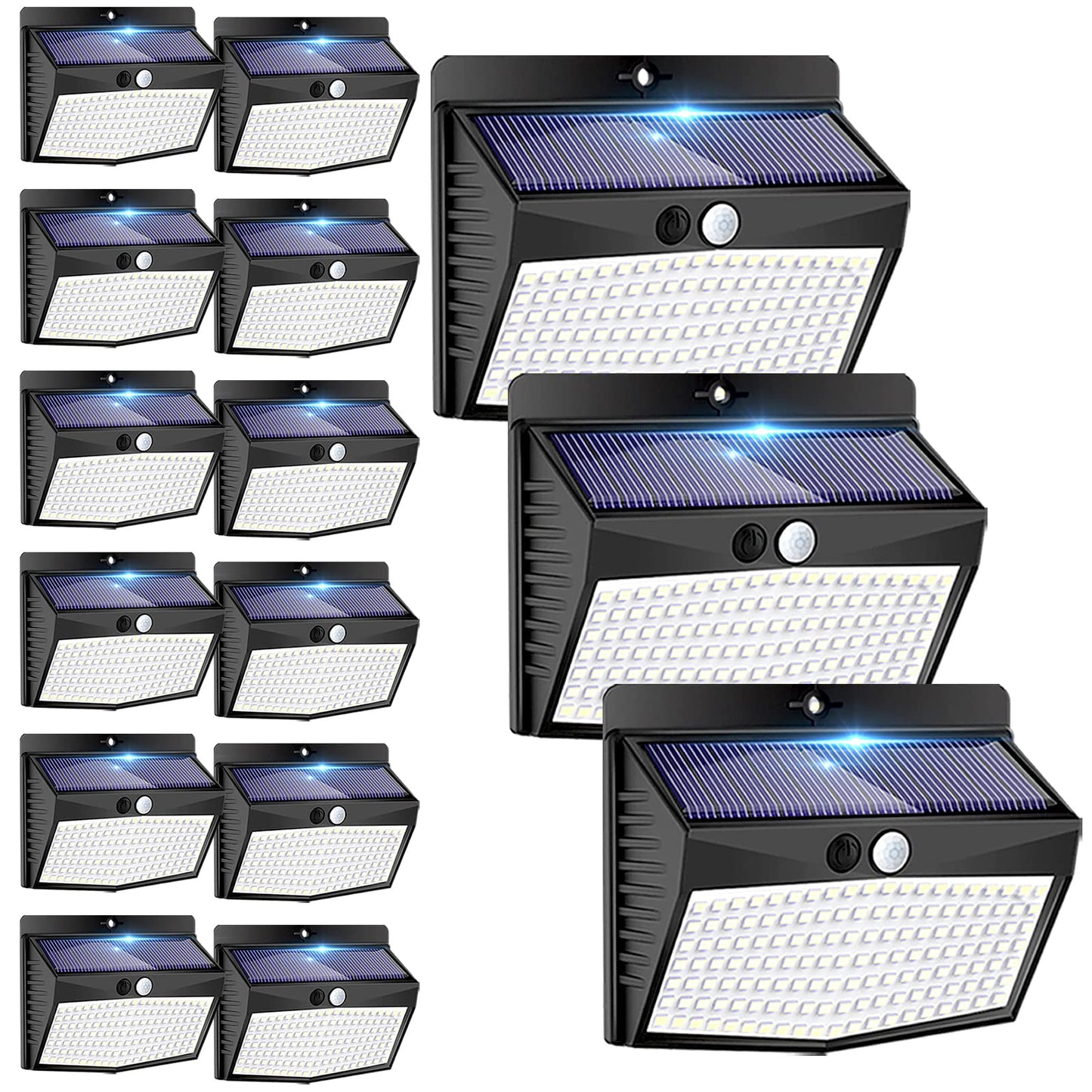Peasur Solar Outdoor Lights, 138 LED Motion Sensor Security Lights, 15 Pack, Waterproof, Black, Model TBD-13